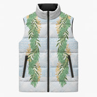 Hawai'i Paniolo Maile Twisted Lei Sleeveless Puffer Jacket Winter White LT7 Unisex White - Polynesian Pride