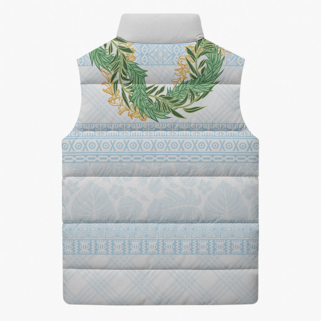 Hawai'i Paniolo Maile Twisted Lei Sleeveless Puffer Jacket Winter White LT7 - Polynesian Pride