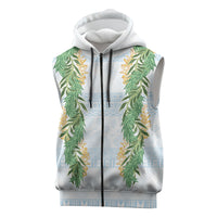 Hawai'i Paniolo Maile Twisted Lei Sleeveless Zip Hoodie Winter White LT7 White - Polynesian Pride