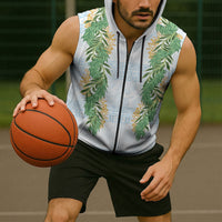 Hawai'i Paniolo Maile Twisted Lei Sleeveless Zip Hoodie Winter White LT7 - Polynesian Pride