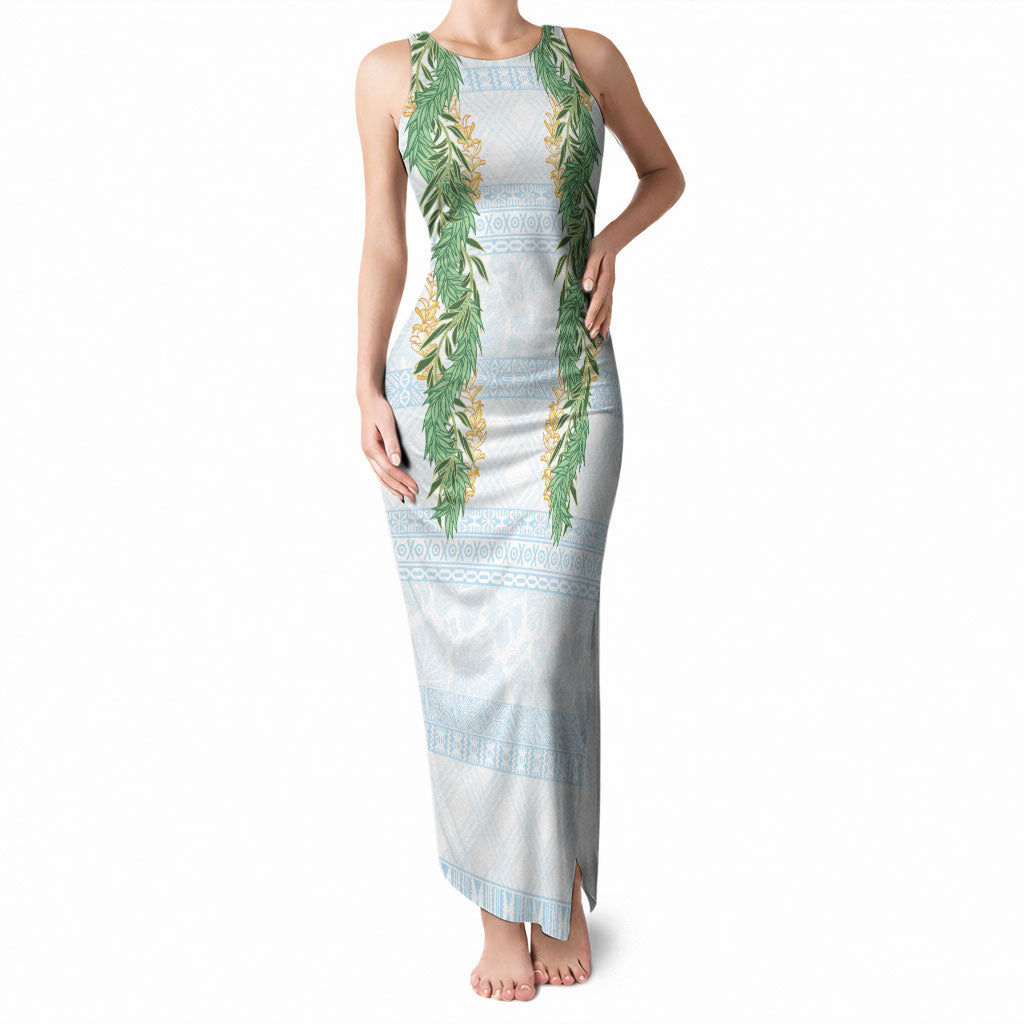 Hawai'i Paniolo Maile Twisted Lei Tank Maxi Dress Winter White LT7 Women White - Polynesian Pride