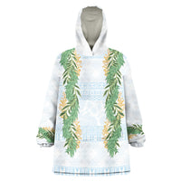 Hawai'i Paniolo Maile Twisted Lei Wearable Blanket Hoodie Winter White LT7 One Size White - Polynesian Pride