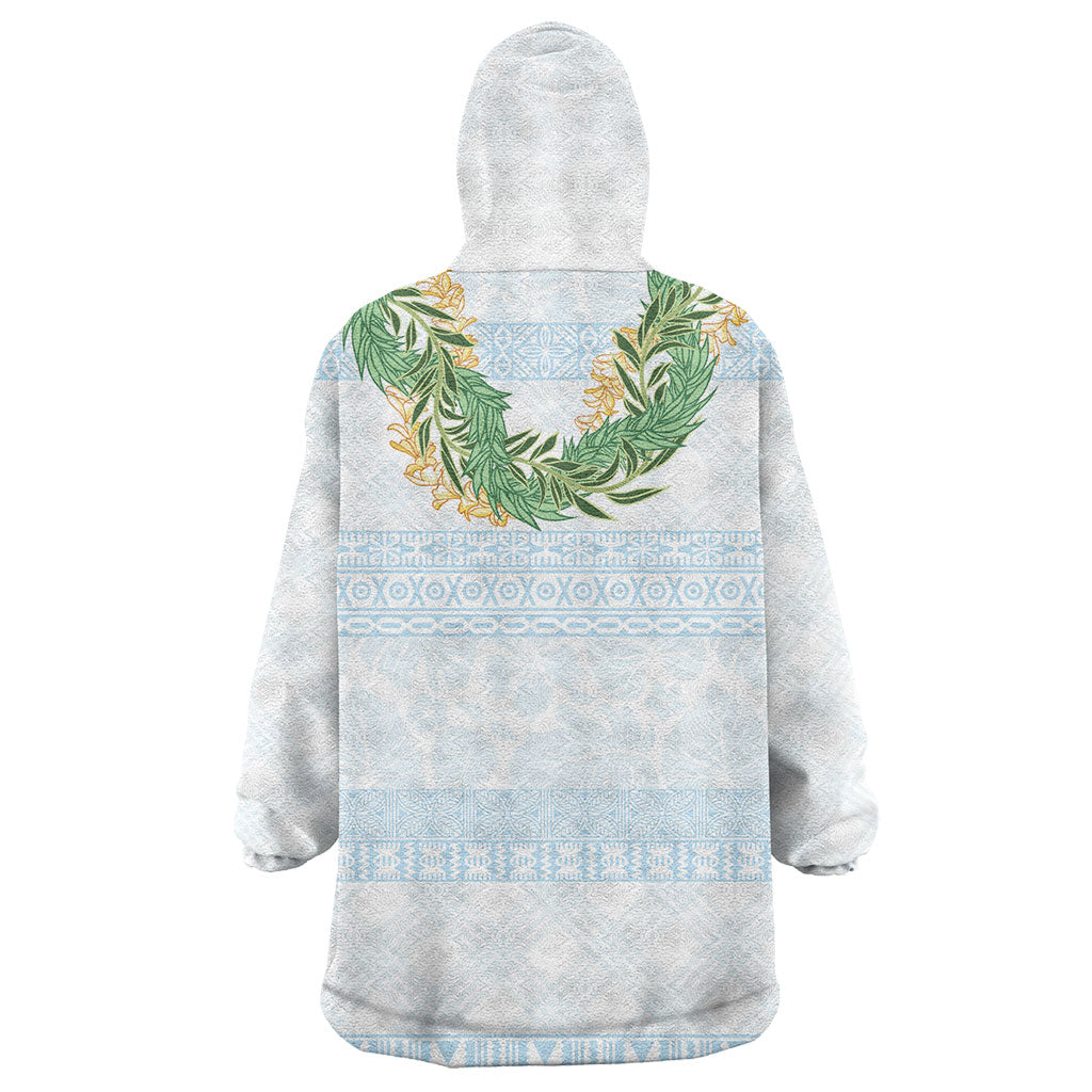 Hawai'i Paniolo Maile Twisted Lei Wearable Blanket Hoodie Winter White LT7 - Polynesian Pride
