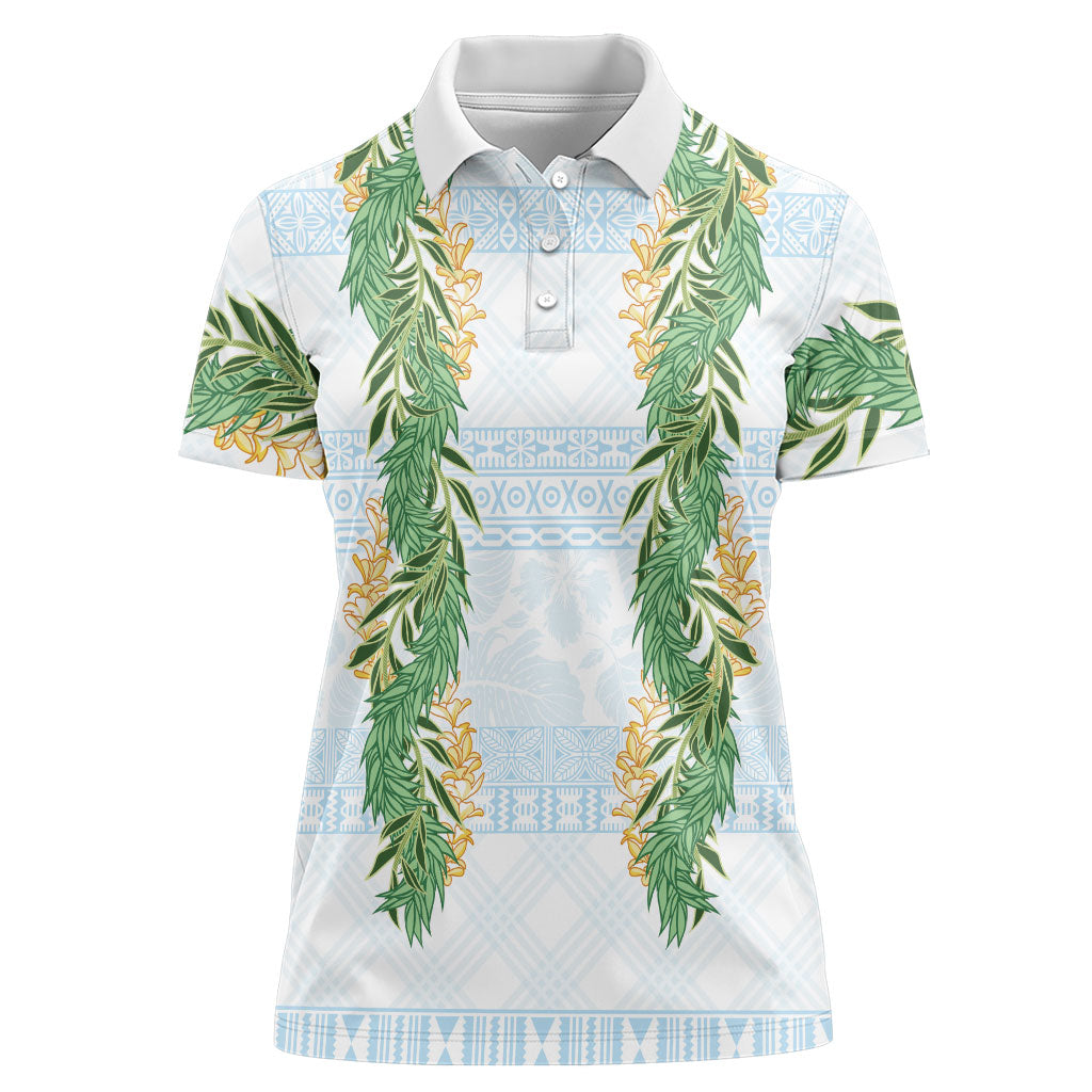 Hawai'i Paniolo Maile Twisted Lei Women Polo Shirt Winter White LT7 Female White - Polynesian Pride