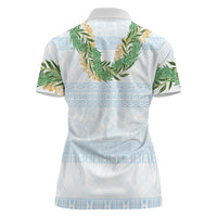 Hawai'i Paniolo Maile Twisted Lei Women Polo Shirt Winter White LT7 - Polynesian Pride