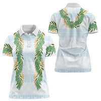 Hawai'i Paniolo Maile Twisted Lei Women Polo Shirt Winter White LT7 - Polynesian Pride