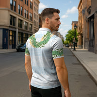 Hawai'i Paniolo Maile Twisted Lei Zipper Polo Shirt Winter White LT7 - Polynesian Pride
