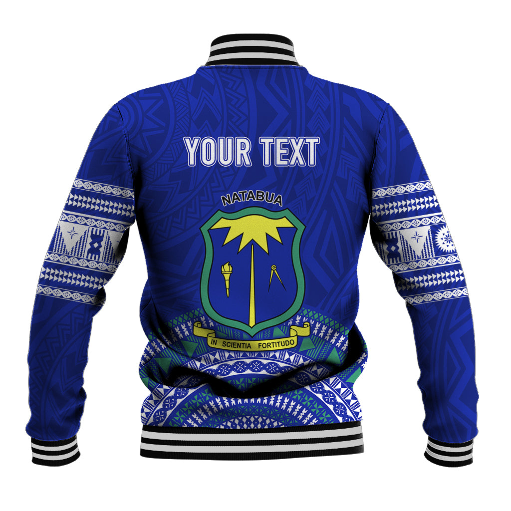 Personalised Fiji Natabua High School Baseball Jacket Kaviti Tapa Mix Colors Proud NHS LT7 - Polynesian Pride