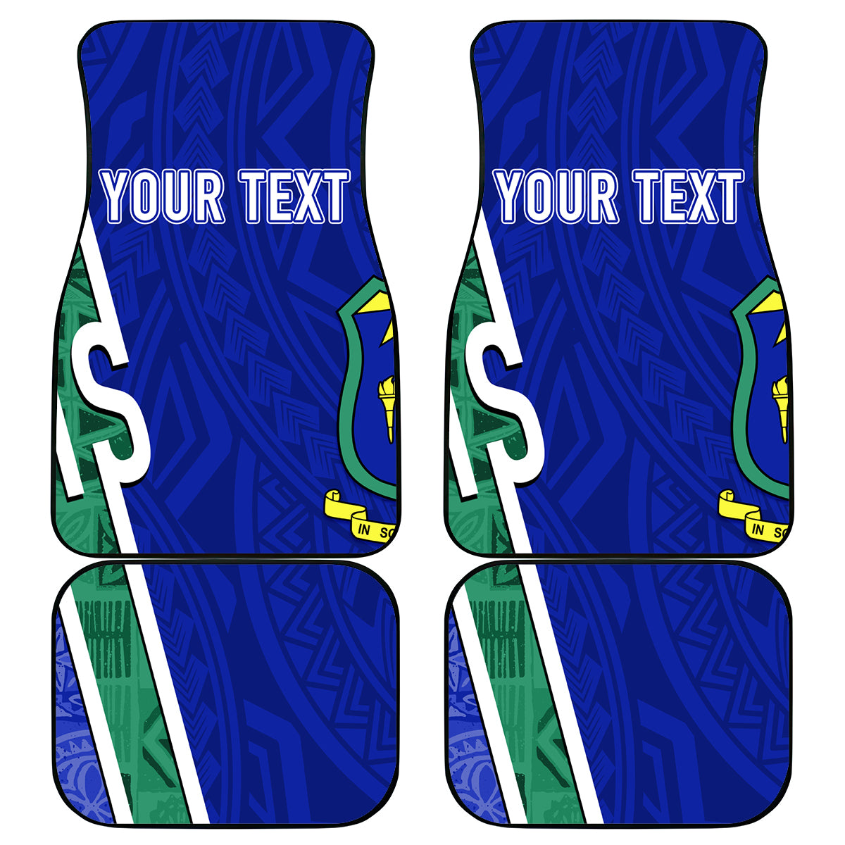 Personalised Fiji Natabua High School Car Mats Kaviti Tapa Mix Colors Proud NHS LT7 Blue - Polynesian Pride