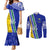 Personalised Fiji Natabua High School Couples Matching Mermaid Dress and Long Sleeve Button Shirts Kaviti Tapa Mix Colors Proud NHS LT7 Blue - Polynesian Pride
