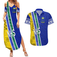 Personalised Fiji Natabua High School Couples Matching Summer Maxi Dress and Hawaiian Shirt Kaviti Tapa Mix Colors Proud NHS LT7 Blue - Polynesian Pride