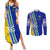 Personalised Fiji Natabua High School Couples Matching Summer Maxi Dress and Long Sleeve Button Shirts Kaviti Tapa Mix Colors Proud NHS LT7 Blue - Polynesian Pride