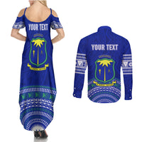 Personalised Fiji Natabua High School Couples Matching Summer Maxi Dress and Long Sleeve Button Shirts Kaviti Tapa Mix Colors Proud NHS LT7 - Polynesian Pride