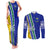 Personalised Fiji Natabua High School Couples Matching Tank Maxi Dress and Long Sleeve Button Shirts Kaviti Tapa Mix Colors Proud NHS LT7 Blue - Polynesian Pride