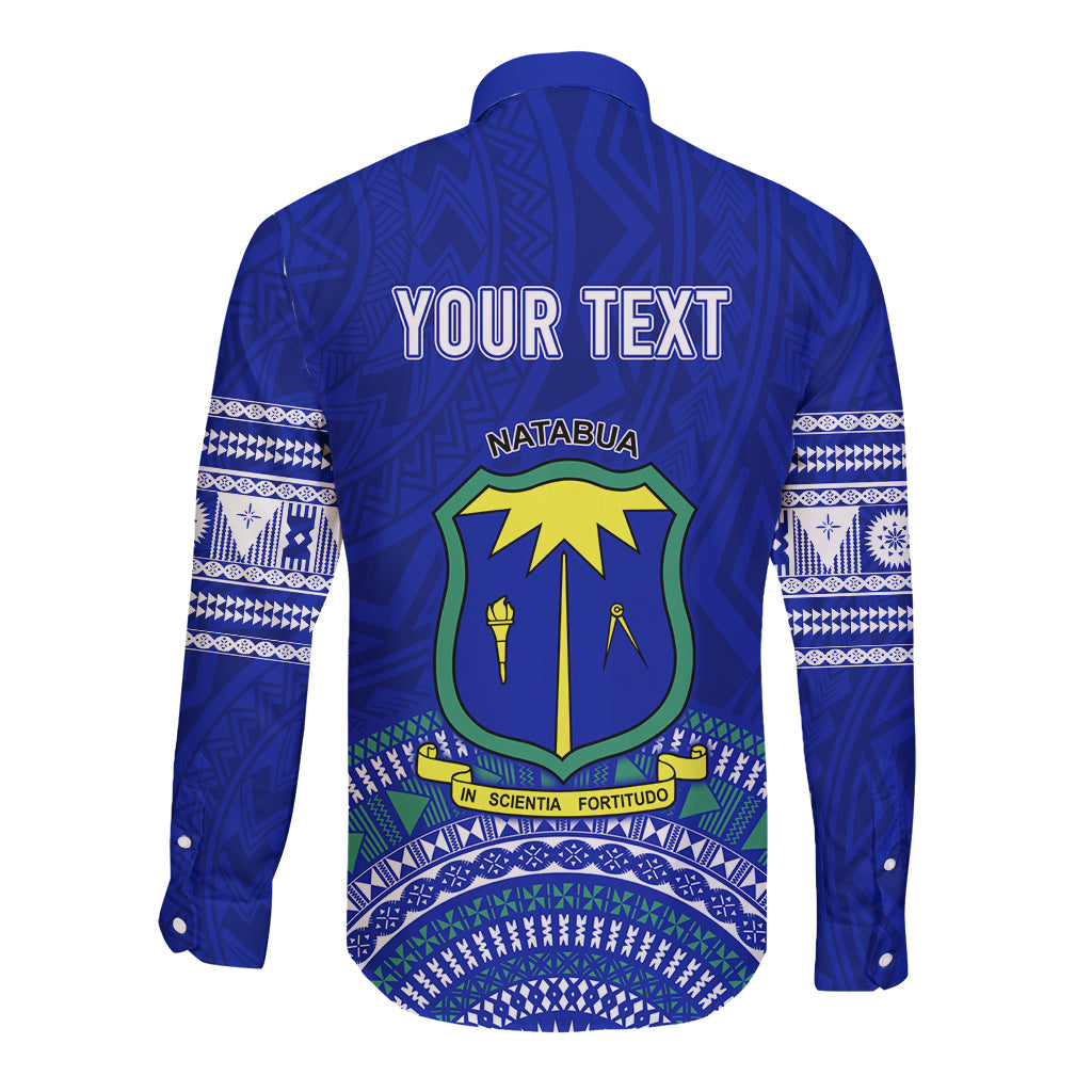 Personalised Fiji Natabua High School Long Sleeve Button Shirt Kaviti Tapa Mix Colors Proud NHS LT7 - Polynesian Pride
