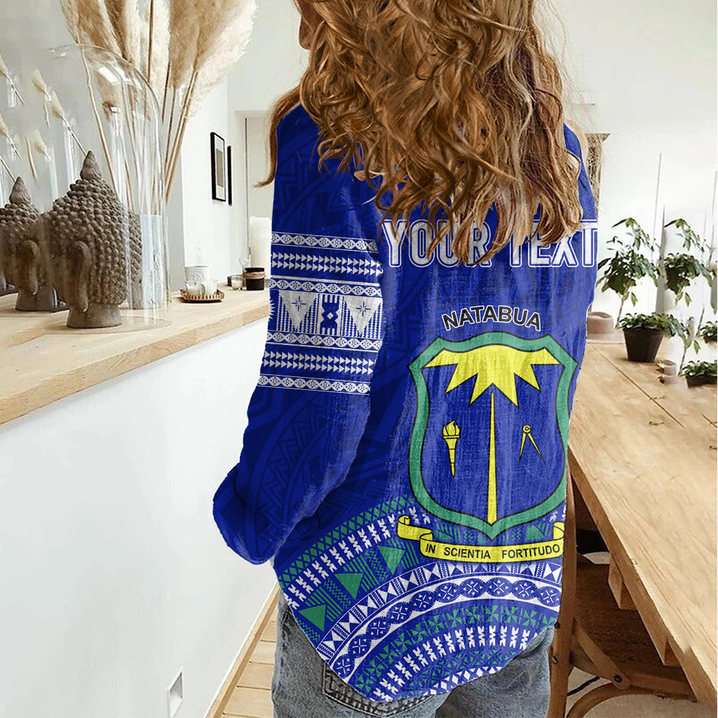 Personalised Fiji Natabua High School Women Casual Shirt Kaviti Tapa Mix Colors Proud NHS LT7 - Polynesian Pride