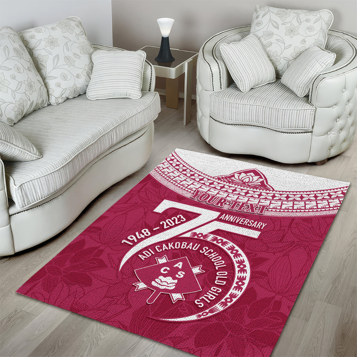 Personalised Fiji Adi Cakobau School Area Rug ACS Old Girls Lotus Mix Masi LT7 - Polynesian Pride