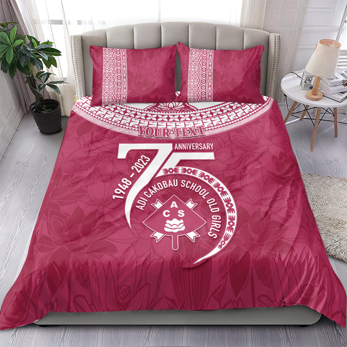 Personalised Fiji Adi Cakobau School Bedding Set ACS Old Girls Lotus Mix Masi LT7 - Polynesian Pride