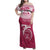 Personalised Fiji Adi Cakobau School Family Matching Off Shoulder Maxi Dress and Hawaiian Shirt ACS Old Girls Lotus Mix Masi LT7 Mom's Dress Crimson - Polynesian Pride