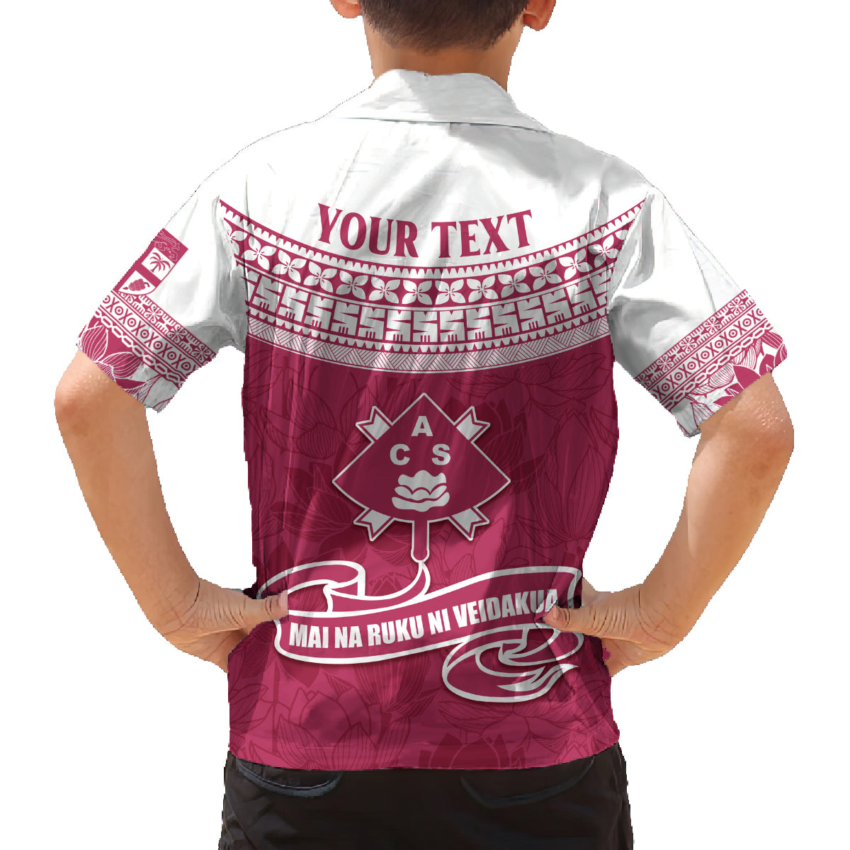 Personalised Fiji Adi Cakobau School Family Matching Puletasi Dress and Hawaiian Shirt ACS Old Girls Lotus Mix Masi LT7 - Polynesian Pride