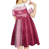 Personalised Fiji Adi Cakobau School Kid Short Sleeve Dress ACS Old Girls Lotus Mix Masi LT7 - Polynesian Pride