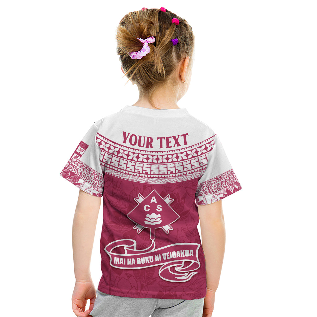 Personalised Fiji Adi Cakobau School Kid T Shirt ACS Old Girls Lotus Mix Masi LT7 - Polynesian Pride