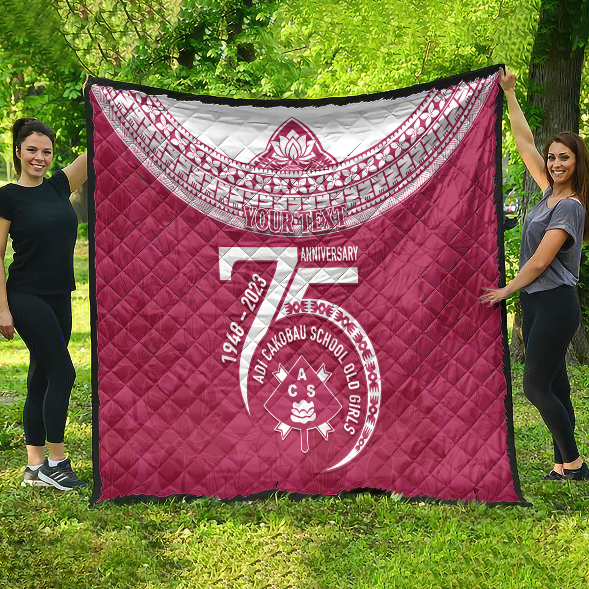Personalised Fiji Adi Cakobau School Quilt ACS Old Girls Lotus Mix Masi LT7 - Polynesian Pride