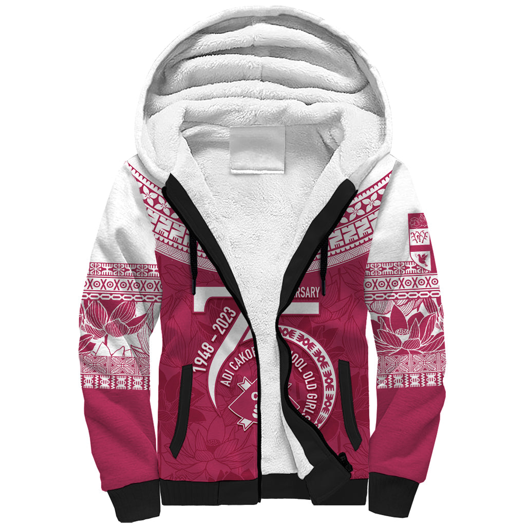 Personalised Fiji Adi Cakobau School Sherpa Hoodie ACS Old Girls Lotus Mix Masi LT7 Unisex Crimson - Polynesian Pride