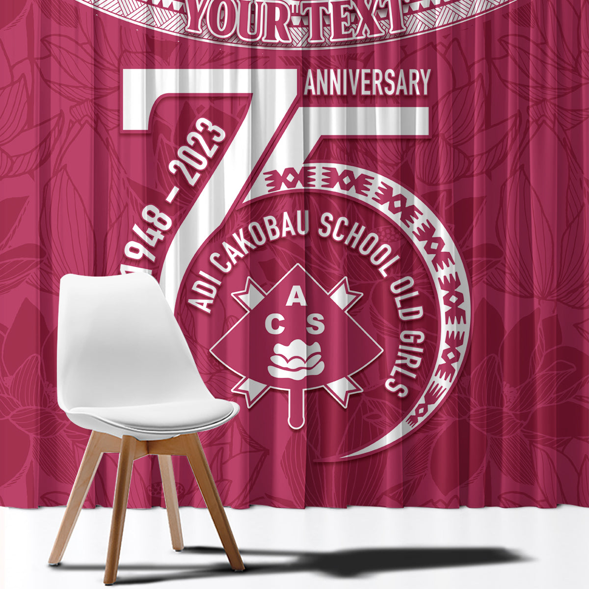 Personalised Fiji Adi Cakobau School Window Curtain ACS Old Girls Lotus Mix Masi LT7 - Polynesian Pride