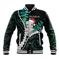 New Zealand Personalised Baseball Jacket Meri Kirihimete Kowhaiwhai Mix Paua Shell - Emerald LT7 Unisex Green - Polynesian Pride