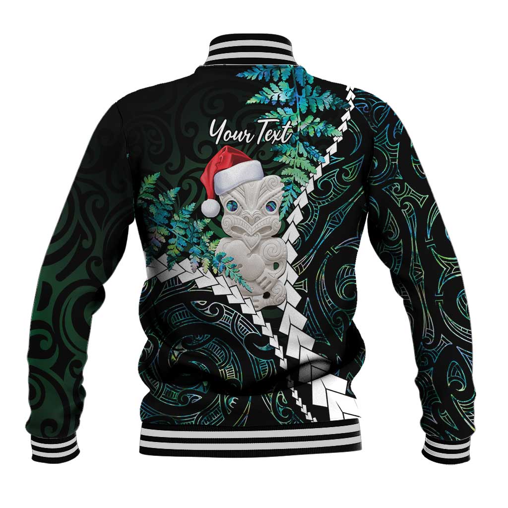 New Zealand Personalised Baseball Jacket Meri Kirihimete Kowhaiwhai Mix Paua Shell - Emerald LT7 - Polynesian Pride