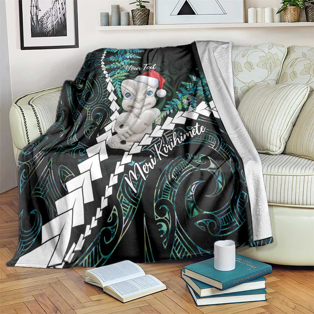New Zealand Personalised Blanket Meri Kirihimete Kowhaiwhai Mix Paua Shell - Emerald LT7 Green - Polynesian Pride