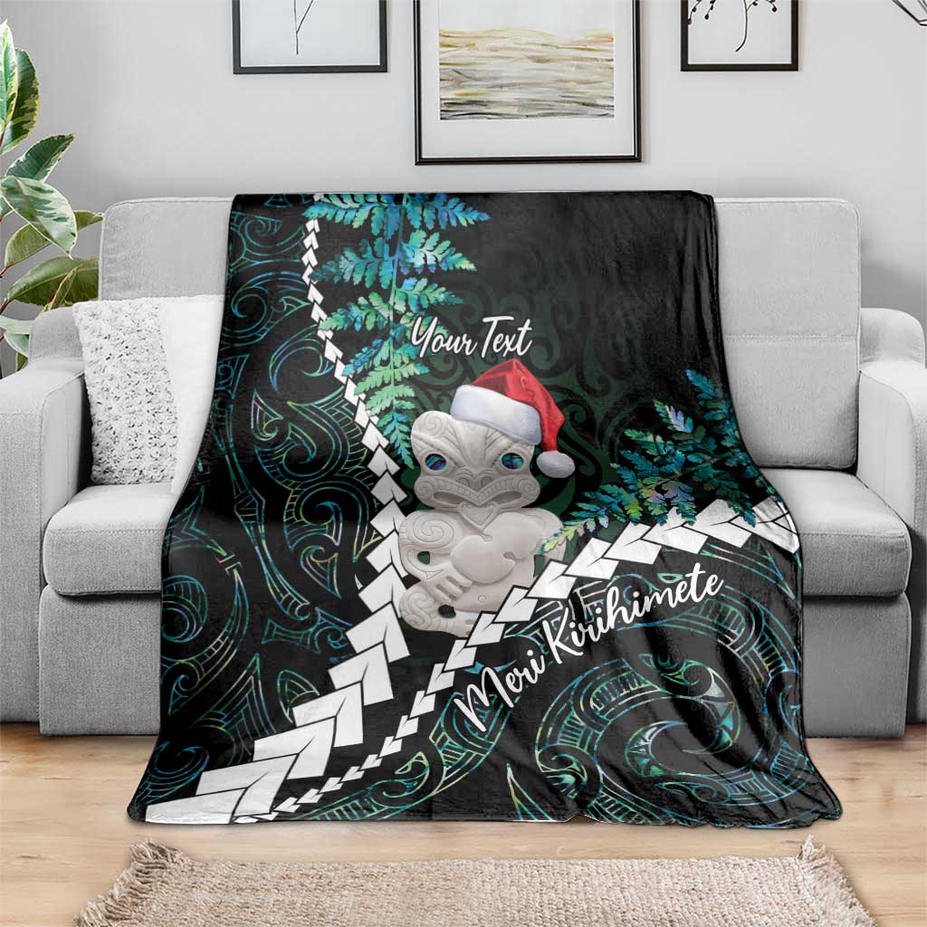 New Zealand Personalised Blanket Meri Kirihimete Kowhaiwhai Mix Paua Shell - Emerald LT7 - Polynesian Pride