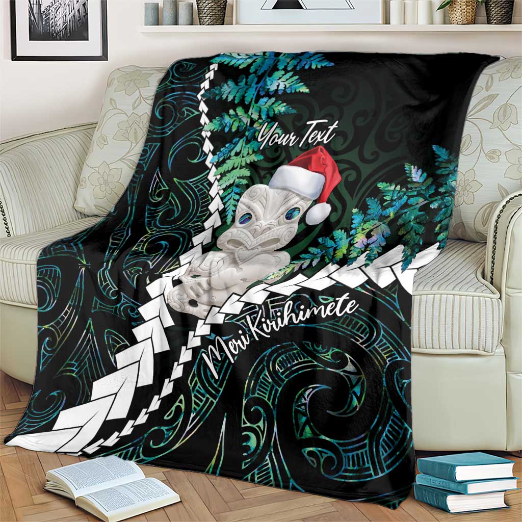 New Zealand Personalised Blanket Meri Kirihimete Kowhaiwhai Mix Paua Shell - Emerald LT7 - Polynesian Pride