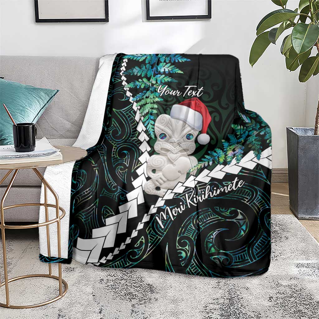 New Zealand Personalised Blanket Meri Kirihimete Kowhaiwhai Mix Paua Shell - Emerald LT7 - Polynesian Pride