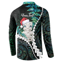 New Zealand Personalised Button Sweatshirt Meri Kirihimete Kowhaiwhai Mix Paua Shell - Emerald LT7 - Polynesian Pride