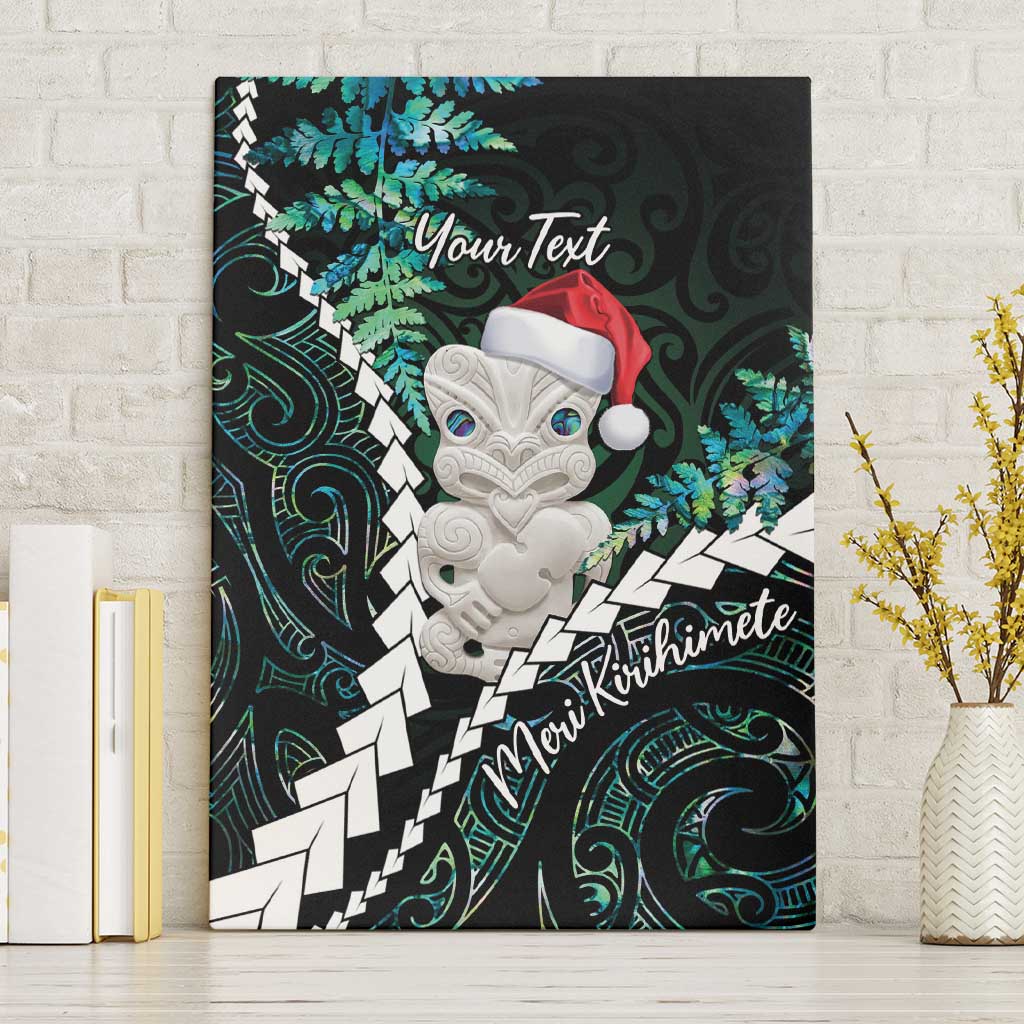 New Zealand Personalised Canvas Wall Art Meri Kirihimete Kowhaiwhai Mix Paua Shell - Emerald LT7 Without Frame Green - Polynesian Pride