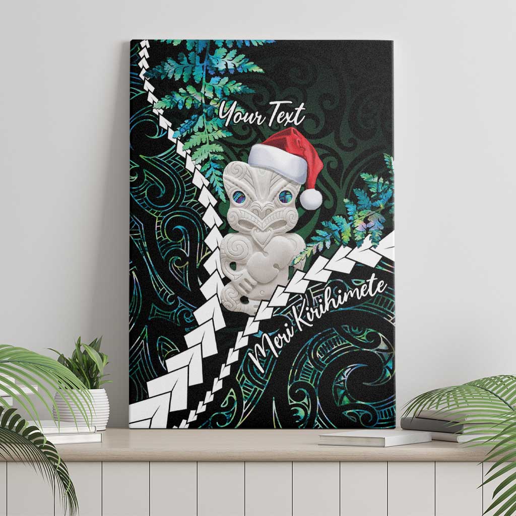 New Zealand Personalised Canvas Wall Art Meri Kirihimete Kowhaiwhai Mix Paua Shell - Emerald LT7 - Polynesian Pride