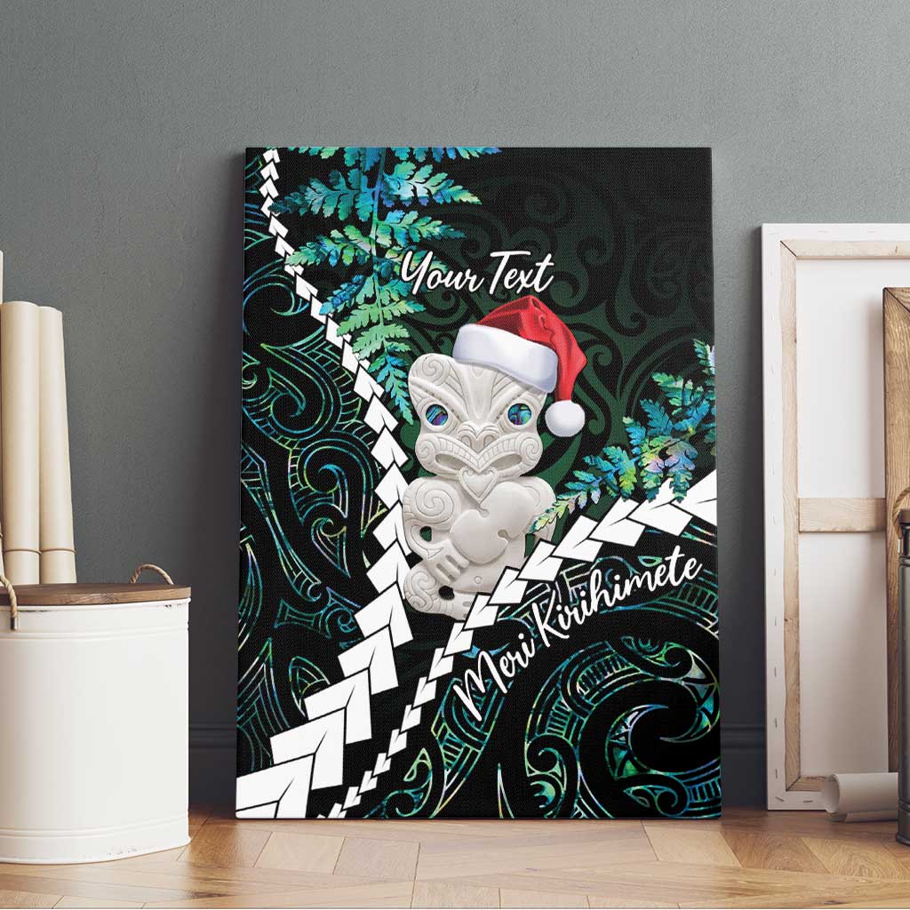 New Zealand Personalised Canvas Wall Art Meri Kirihimete Kowhaiwhai Mix Paua Shell - Emerald LT7 - Polynesian Pride