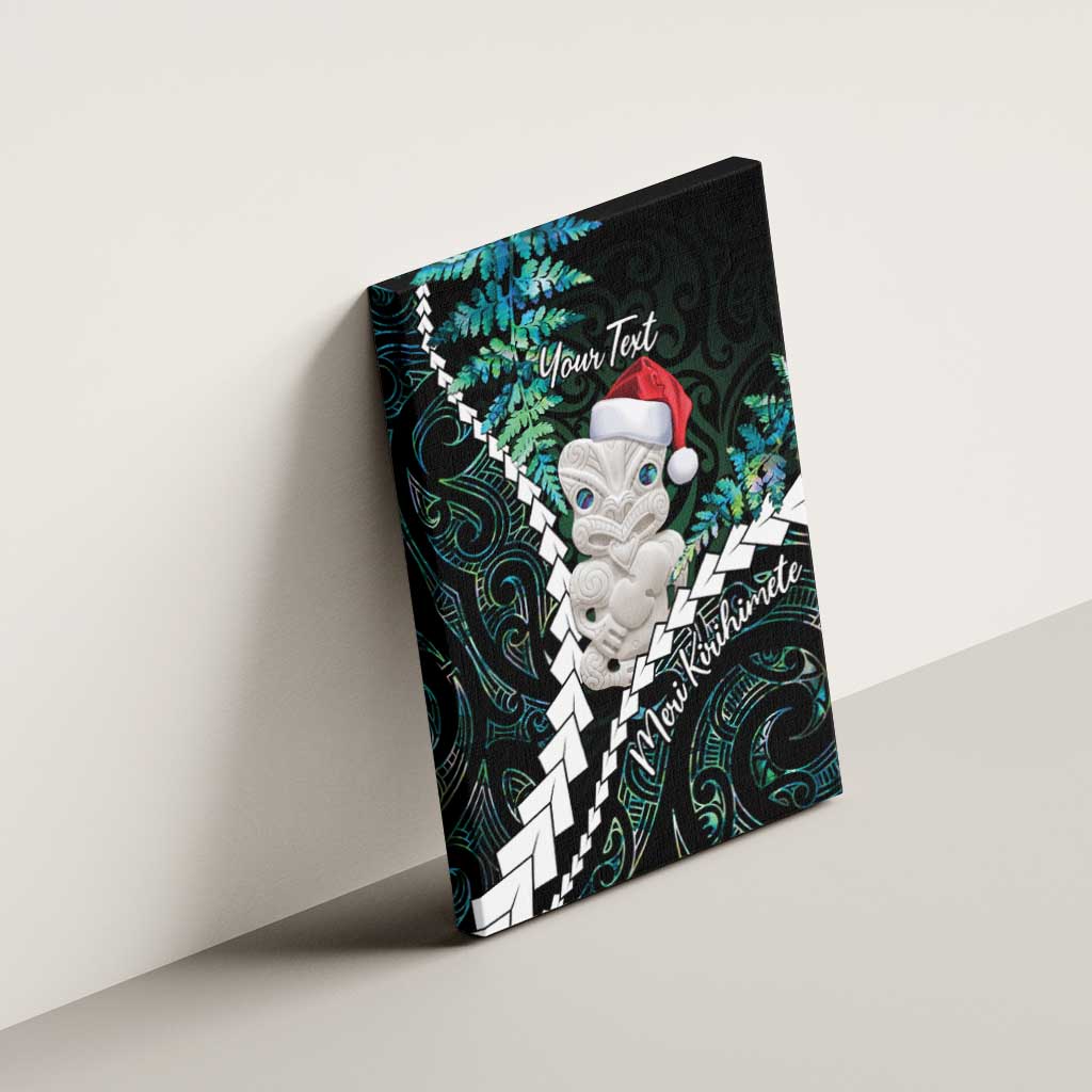 New Zealand Personalised Canvas Wall Art Meri Kirihimete Kowhaiwhai Mix Paua Shell - Emerald LT7 - Polynesian Pride