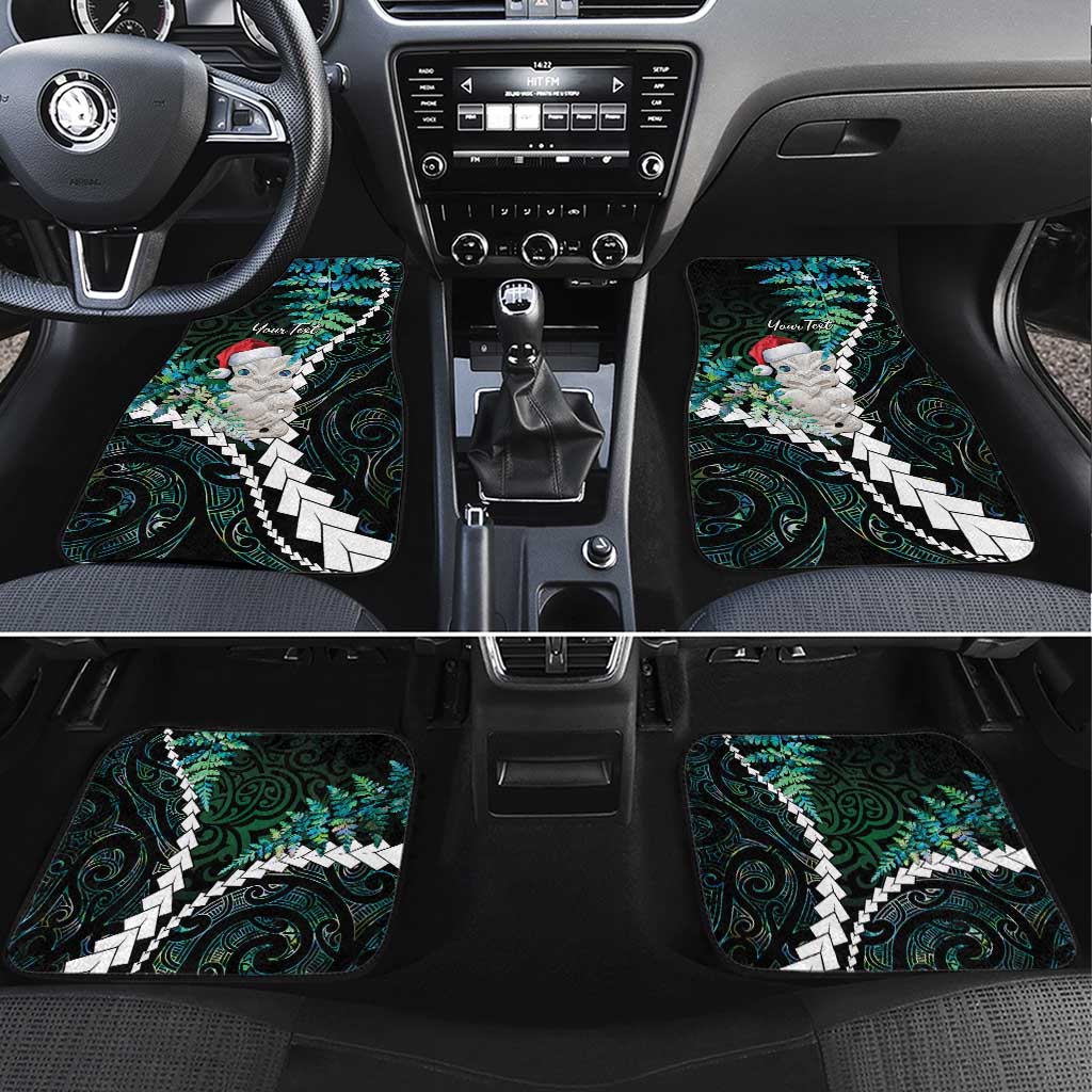 New Zealand Personalised Car Mats Meri Kirihimete Kowhaiwhai Mix Paua Shell - Emerald LT7 Set 4pcs Green - Polynesian Pride