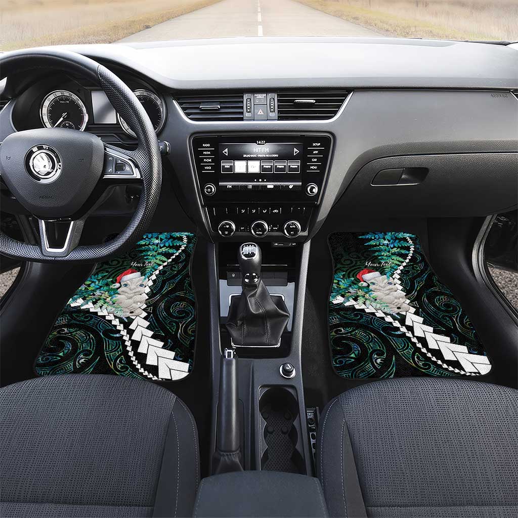 New Zealand Personalised Car Mats Meri Kirihimete Kowhaiwhai Mix Paua Shell - Emerald LT7 Set 2pcs - Front Green - Polynesian Pride
