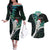 New Zealand Personalised Couples Matching Off The Shoulder Long Sleeve Dress and Hawaiian Shirt Meri Kirihimete Kowhaiwhai Mix Paua Shell - Emerald