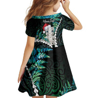 New Zealand Personalised Family Matching Mermaid Dress and Hawaiian Shirt Meri Kirihimete Kowhaiwhai Mix Paua Shell - Emerald