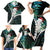 New Zealand Personalised Family Matching Short Sleeve Bodycon Dress and Hawaiian Shirt Meri Kirihimete Kowhaiwhai Mix Paua Shell - Emerald