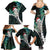 New Zealand Personalised Family Matching Summer Maxi Dress and Hawaiian Shirt Meri Kirihimete Kowhaiwhai Mix Paua Shell - Emerald