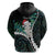 New Zealand Personalised Hoodie Meri Kirihimete Kowhaiwhai Mix Paua Shell - Emerald