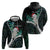 New Zealand Personalised Hoodie Meri Kirihimete Kowhaiwhai Mix Paua Shell - Emerald