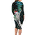 New Zealand Personalised Long Sleeve Bodycon Dress Meri Kirihimete Kowhaiwhai Mix Paua Shell - Emerald