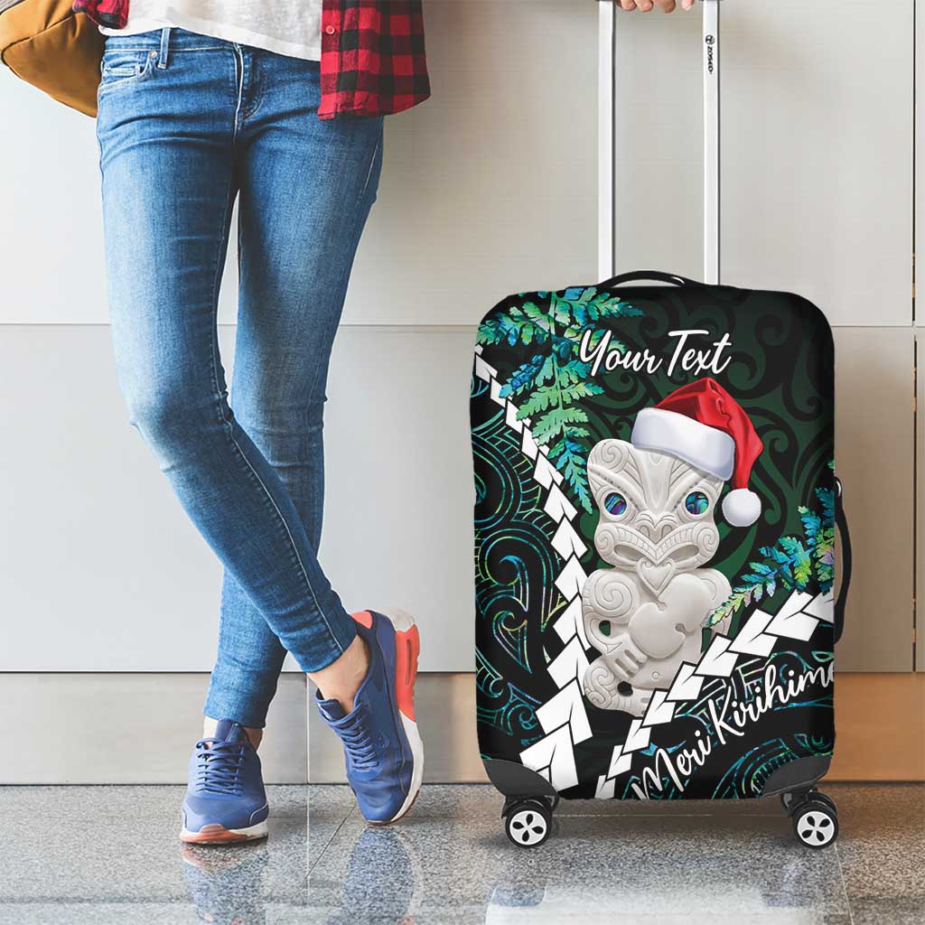 New Zealand Personalised Luggage Cover Meri Kirihimete Kowhaiwhai Mix Paua Shell - Emerald